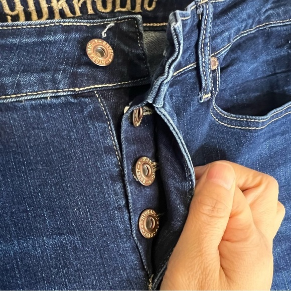 Hydraulic Murray High Rise Distressed Jean Sz 10 Ankle Raw Hem Button Fly - Picture 5 of 9